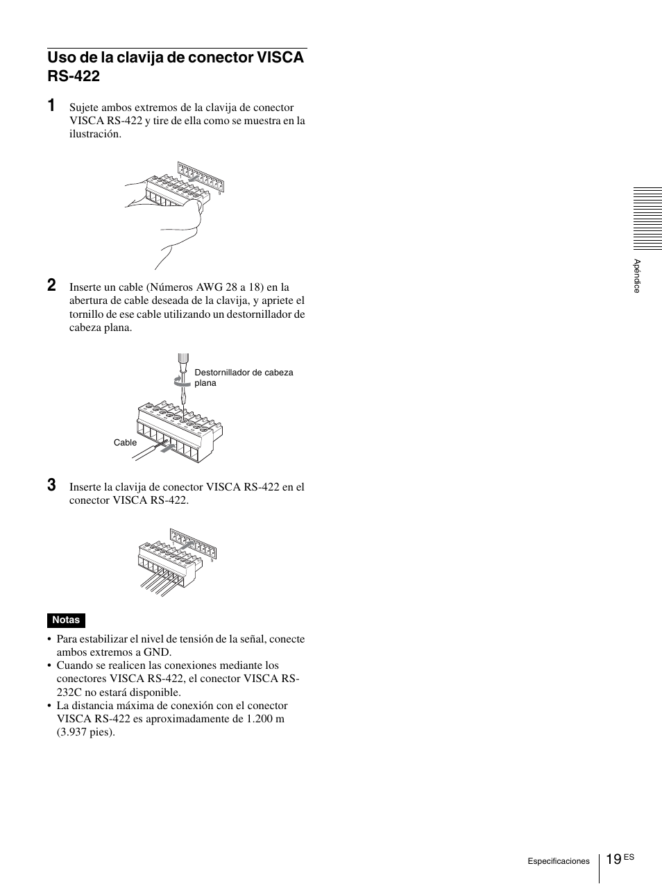 Uso de la clavija de conector visca rs-422, Uso de la clavija de conector, Visca rs-422 | Vaddio Sony RMBR-300 Tech User Manual | Page 55 / 76