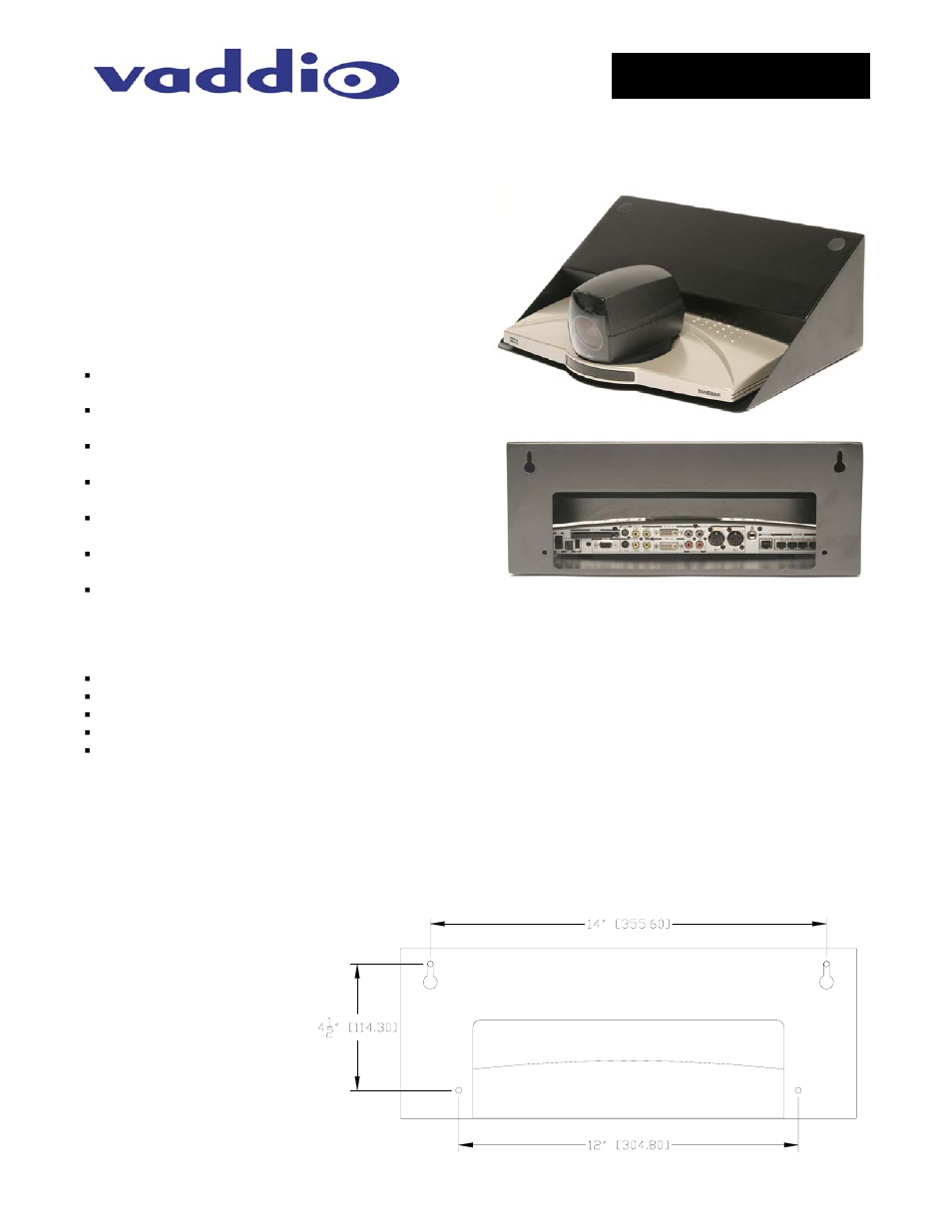 Vaddio Thin Profile Wall Mount Bracket for CISCO Set-top Codecs User Manual | 2 pages