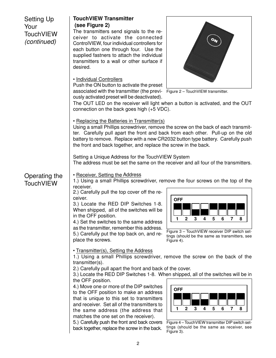Operating the touchview, Setting up your touchview (continued) | Vaddio TouchVIEW User Manual | Page 2 / 4