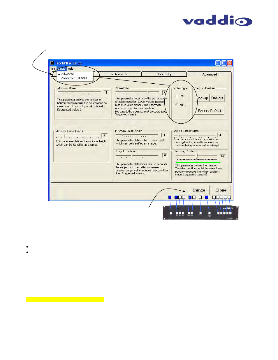 Other controls and indicators | Vaddio TrackVIEW User Manual | Page 19 / 30