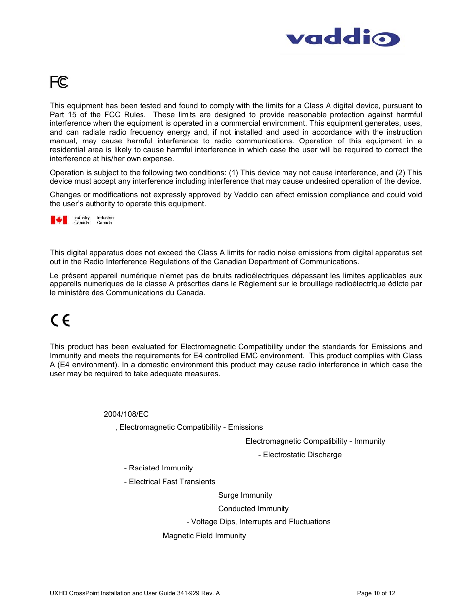 Vaddio UXHD CrossPoint User Manual | Page 10 / 12