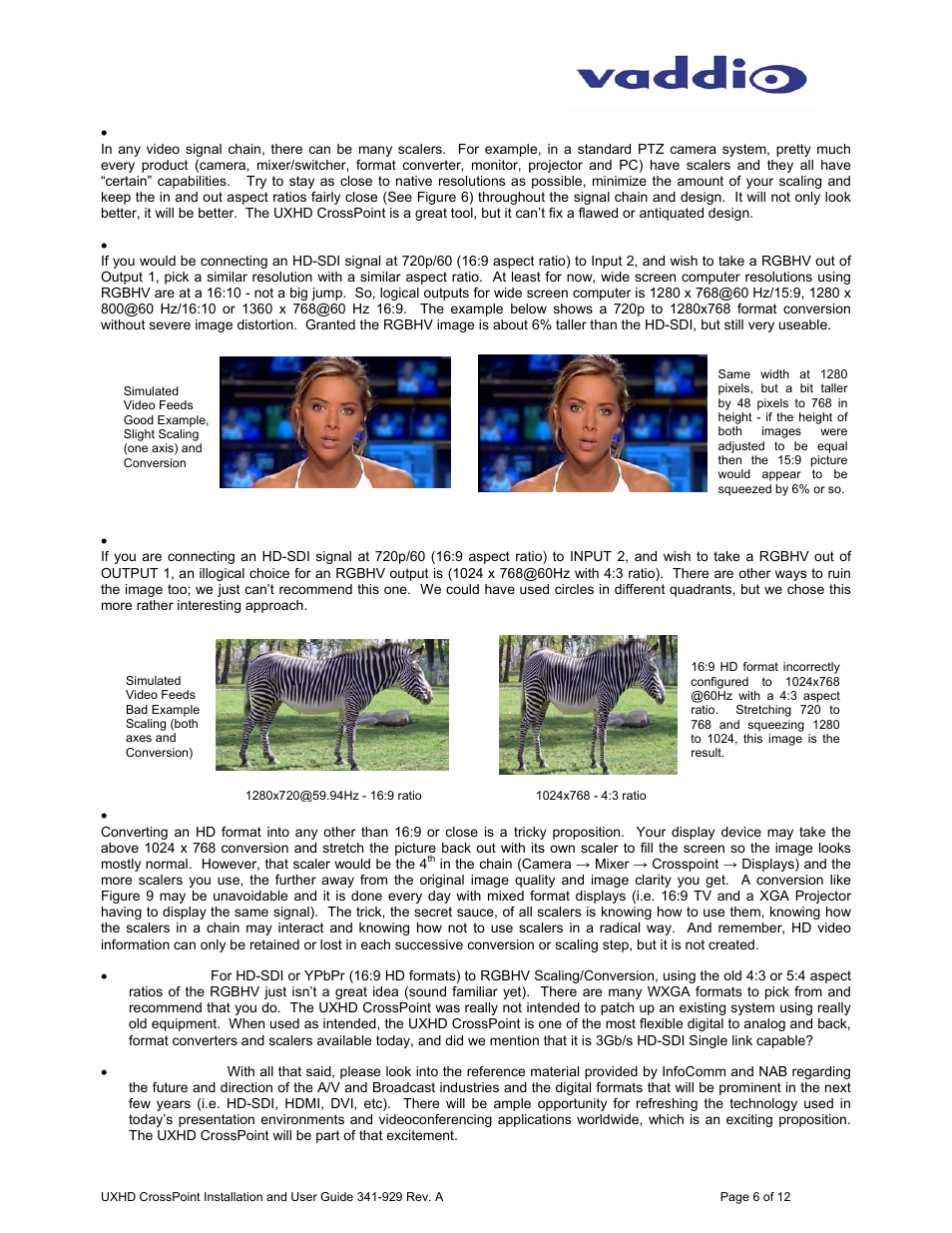 Really important stuff | Vaddio UXHD CrossPoint User Manual | Page 6 / 12