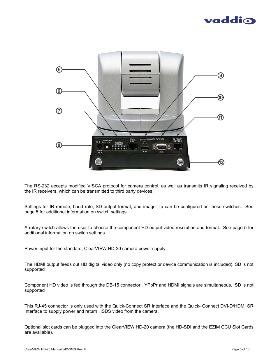 Vaddio ClearVIEW HD-20 User Manual | Page 5 / 16