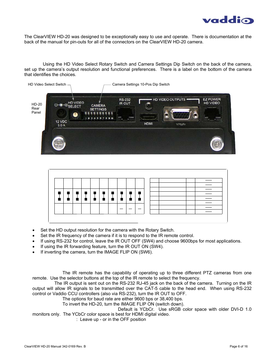 First time set-up with the clearview hd-20, Getting started | Vaddio ClearVIEW HD-20 User Manual | Page 6 / 16