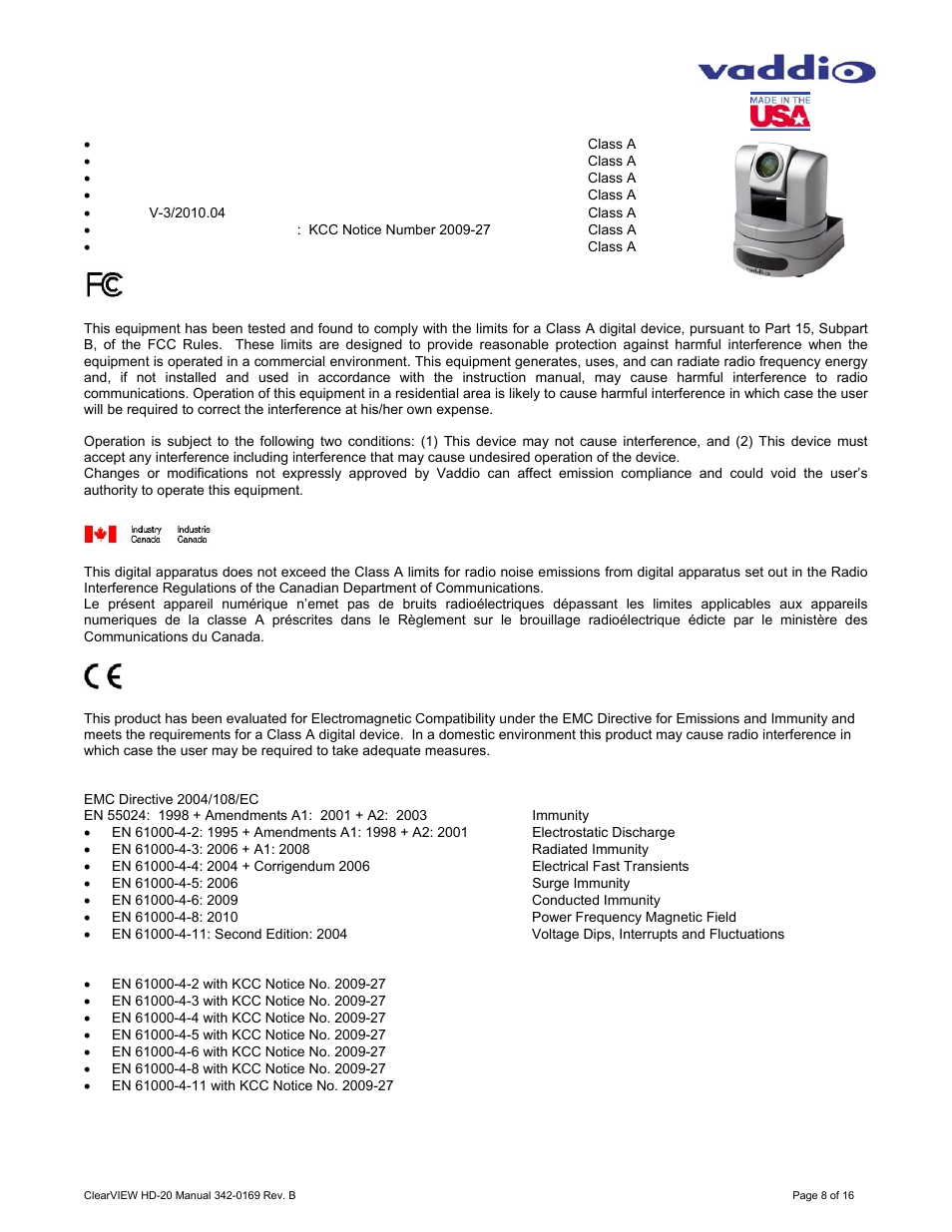 Vaddio ClearVIEW HD-20 User Manual | Page 8 / 16
