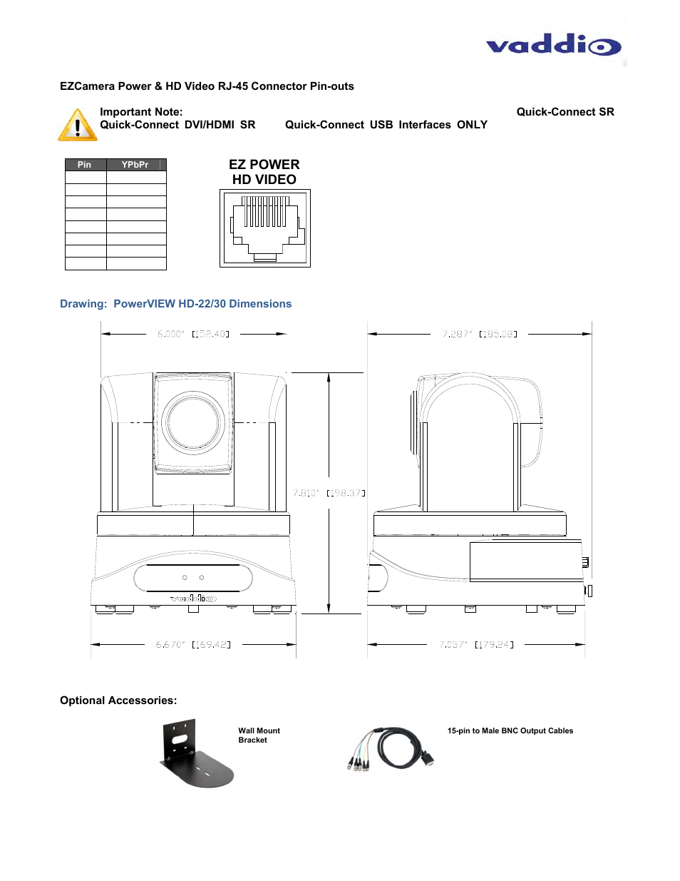 Ez power hd video | Vaddio PowerVIEW HD-22 and HD-30 User Manual | Page 12 / 16