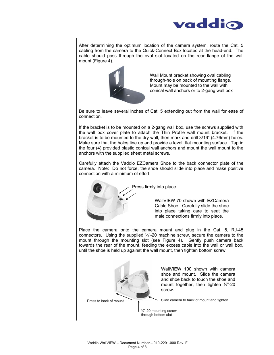Vaddio WallVIEW 70 User Manual | Page 4 / 8