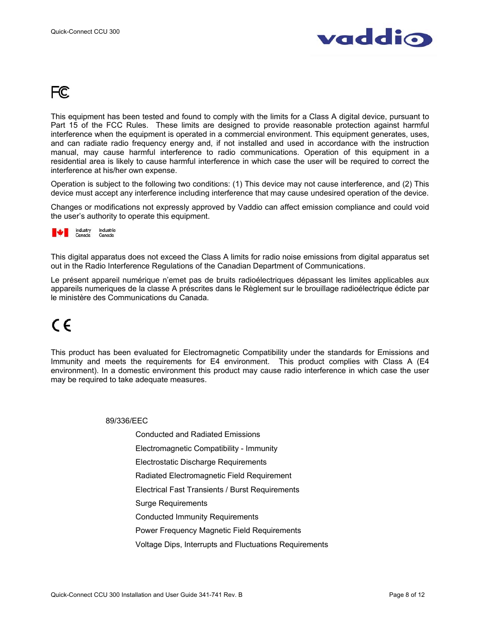 Vaddio WallVIEW CCU 300 Quick-Connect User Manual | Page 8 / 12