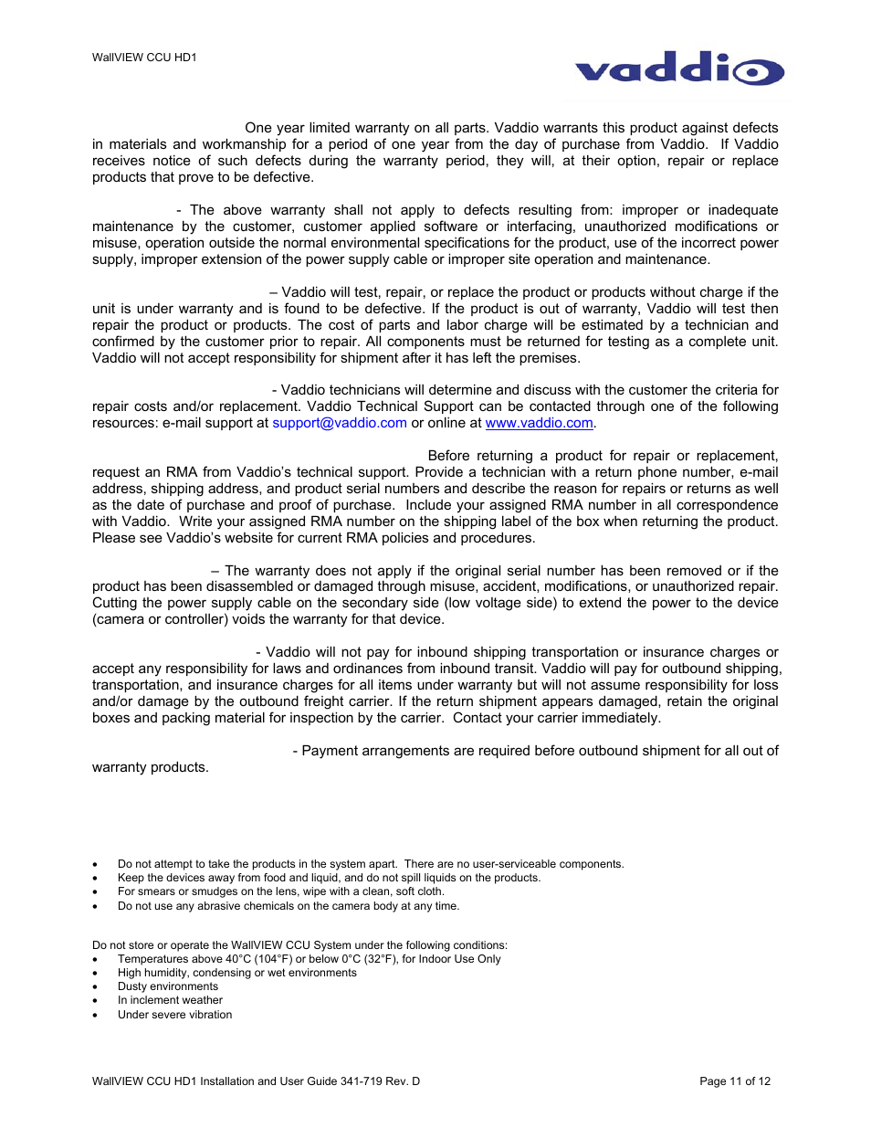 Vaddio WallVIEW CCU HD1 User Manual | Page 11 / 12