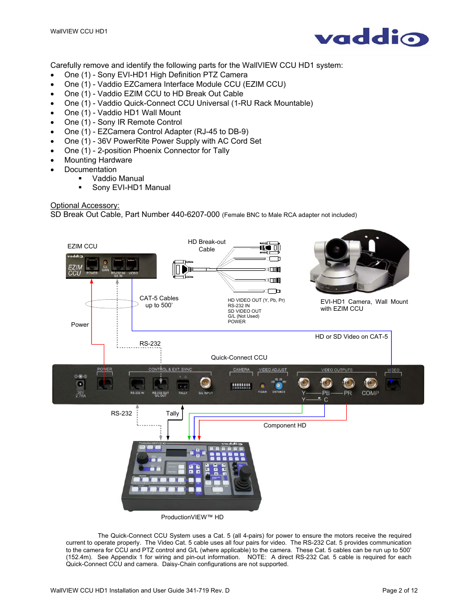 Vaddio WallVIEW CCU HD1 User Manual | Page 2 / 12