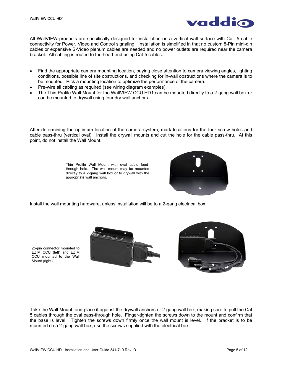 Vaddio WallVIEW CCU HD1 User Manual | Page 5 / 12