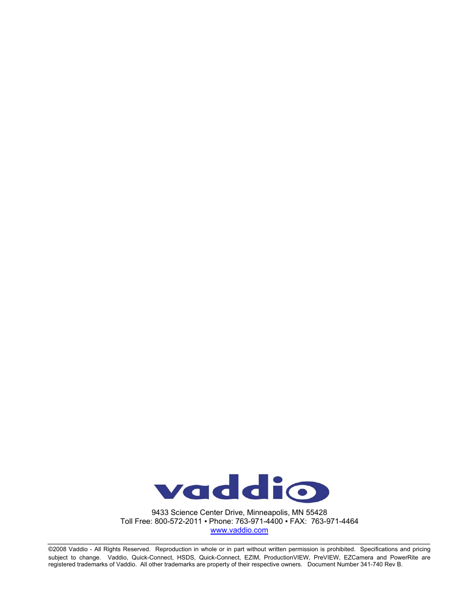 Vaddio WallVIEW CCU Z700 Quick-Connect User Manual | Page 12 / 12