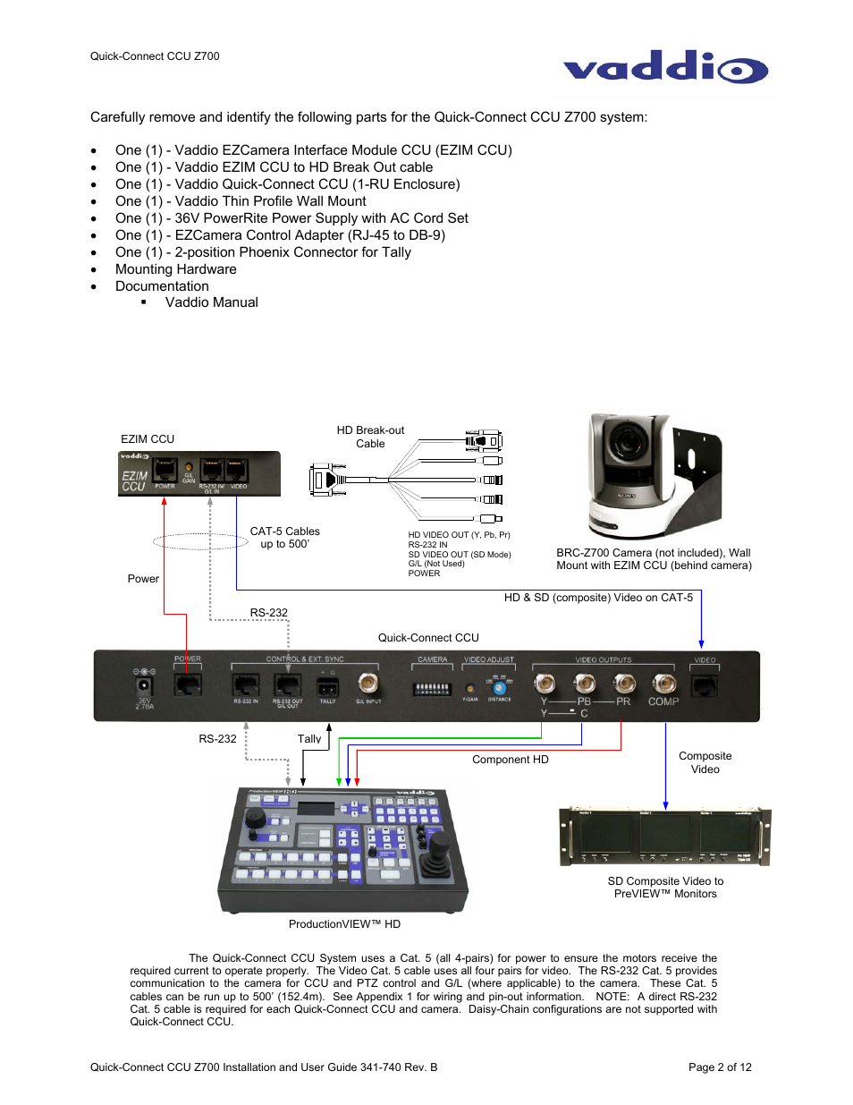 Vaddio WallVIEW CCU Z700 Quick-Connect User Manual | Page 2 / 12