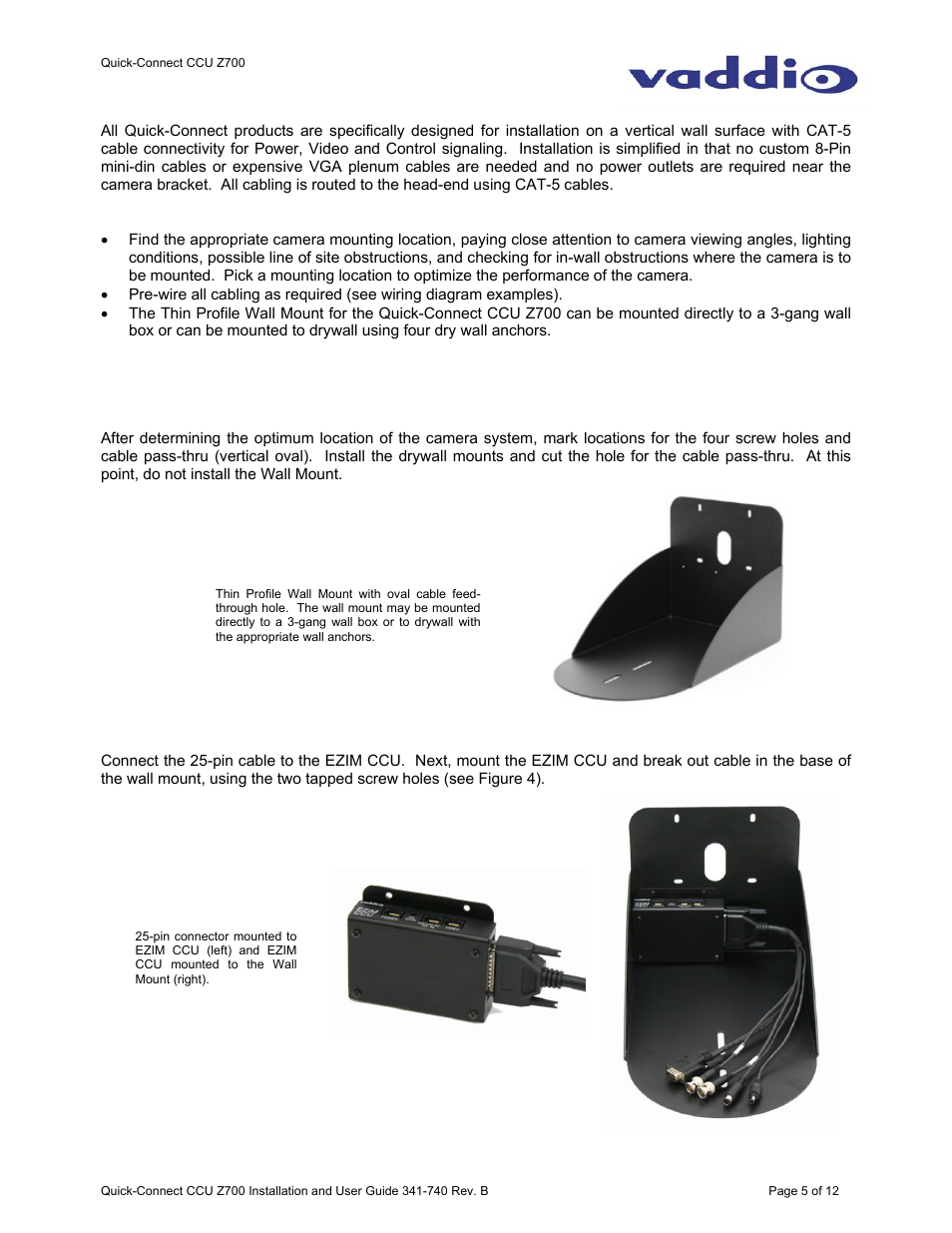 Vaddio WallVIEW CCU Z700 Quick-Connect User Manual | Page 5 / 12