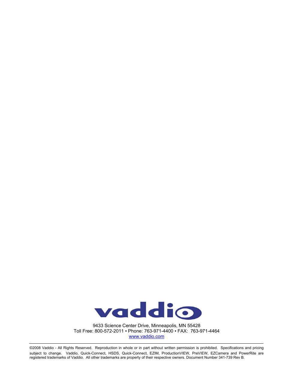 Vaddio WallVIEW H700 Quick-Connect CCU User Manual | Page 12 / 12