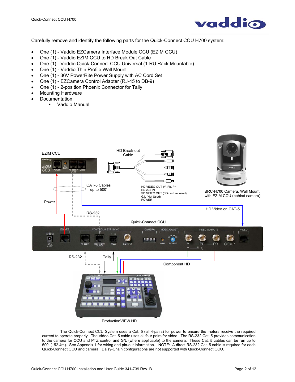 Vaddio WallVIEW H700 Quick-Connect CCU User Manual | Page 2 / 12