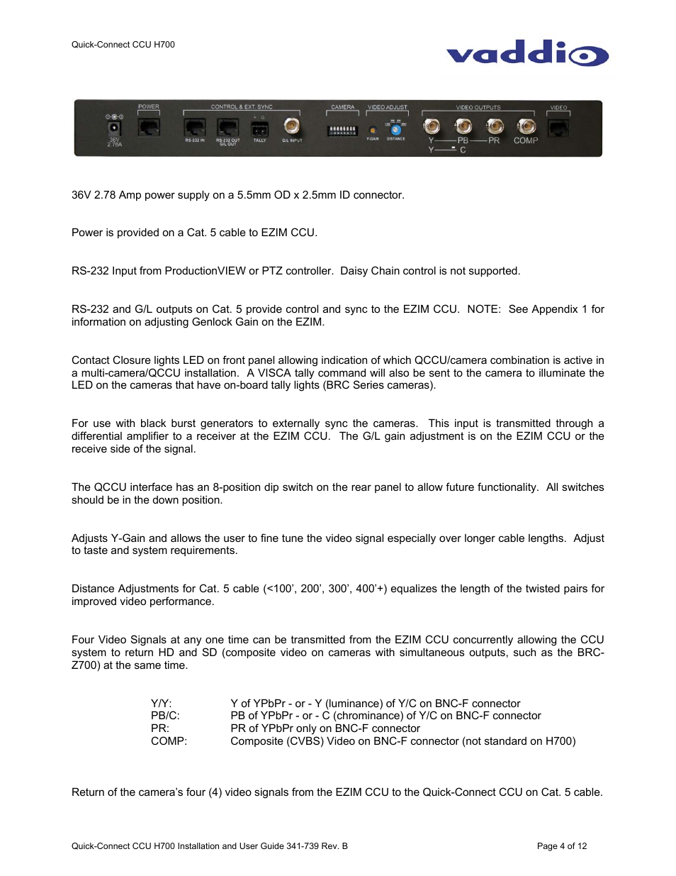 Vaddio WallVIEW H700 Quick-Connect CCU User Manual | Page 4 / 12