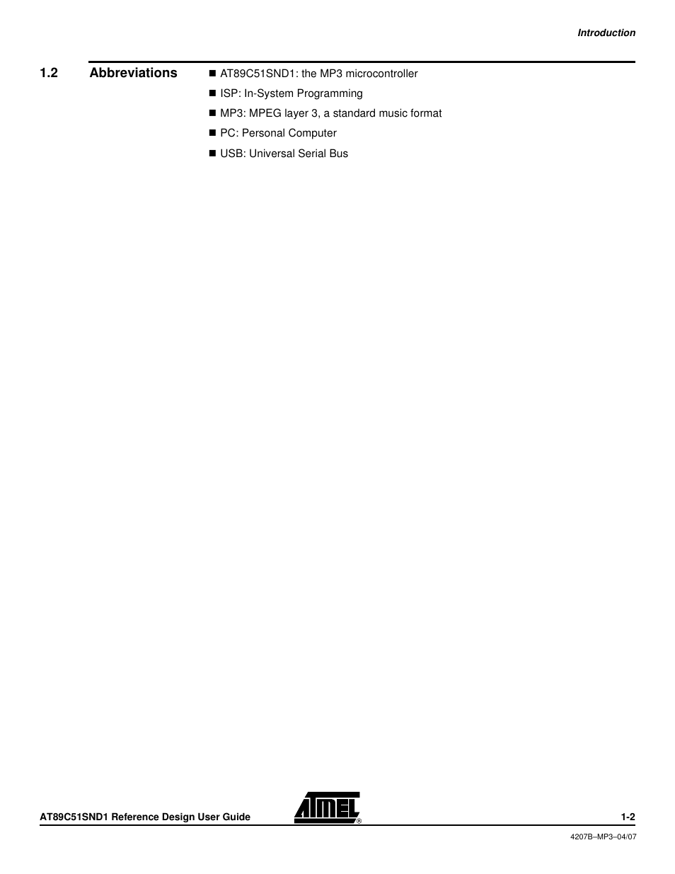 2 abbreviations, Abbreviations | Atmel AT89C51SND1 User Manual | Page 4 / 13