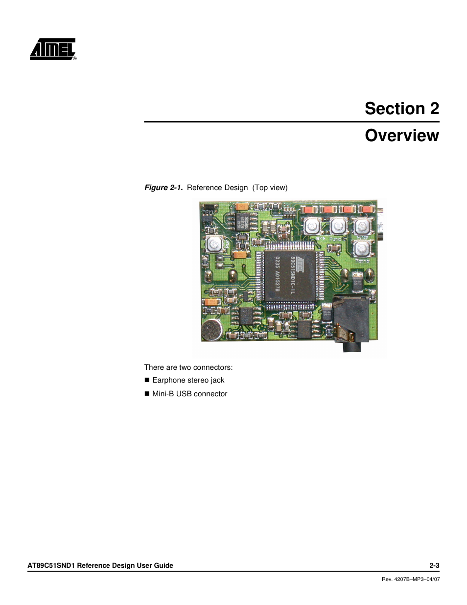 Section 2, Overview, Section 2 overview | Atmel AT89C51SND1 User Manual | Page 5 / 13