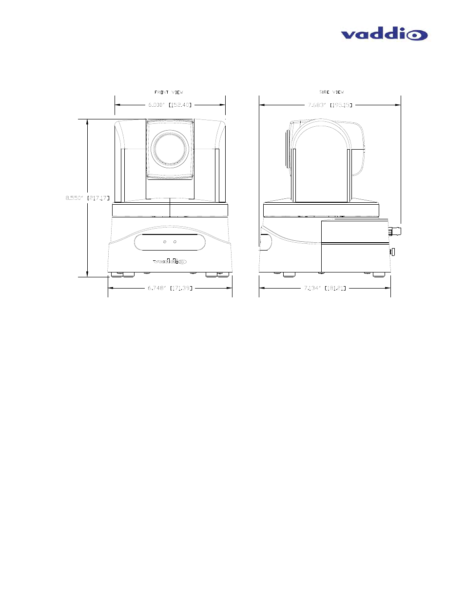 Appendix 2: clearview hd-19 dimensions | Vaddio WallVIEW HD-19 User Manual | Page 16 / 24