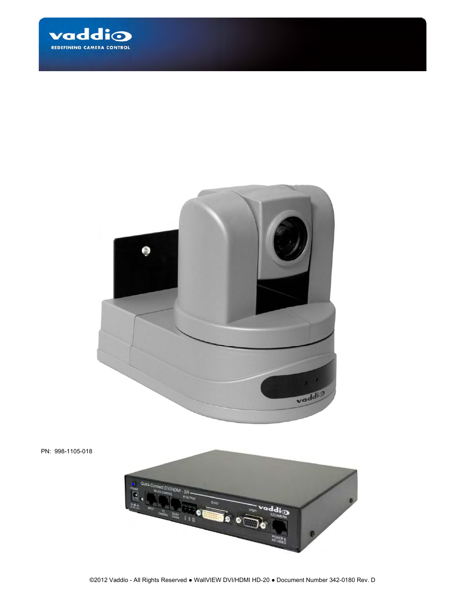 Vaddio WallVIEW HD-20 DVI/HDMI User Manual | 20 pages