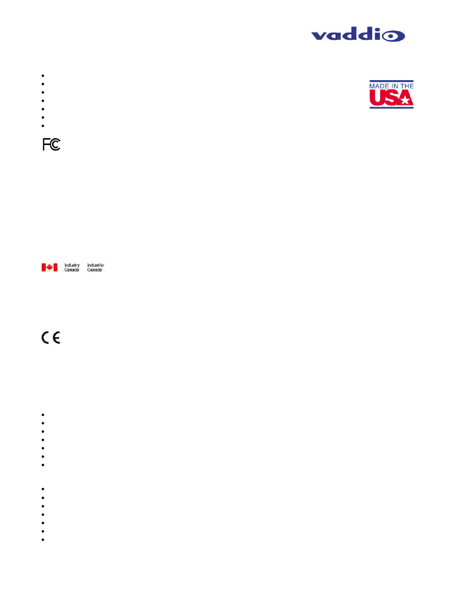 Compliance and ce declaration of conformity | Vaddio WallVIEW HD-20 User Manual | Page 10 / 16