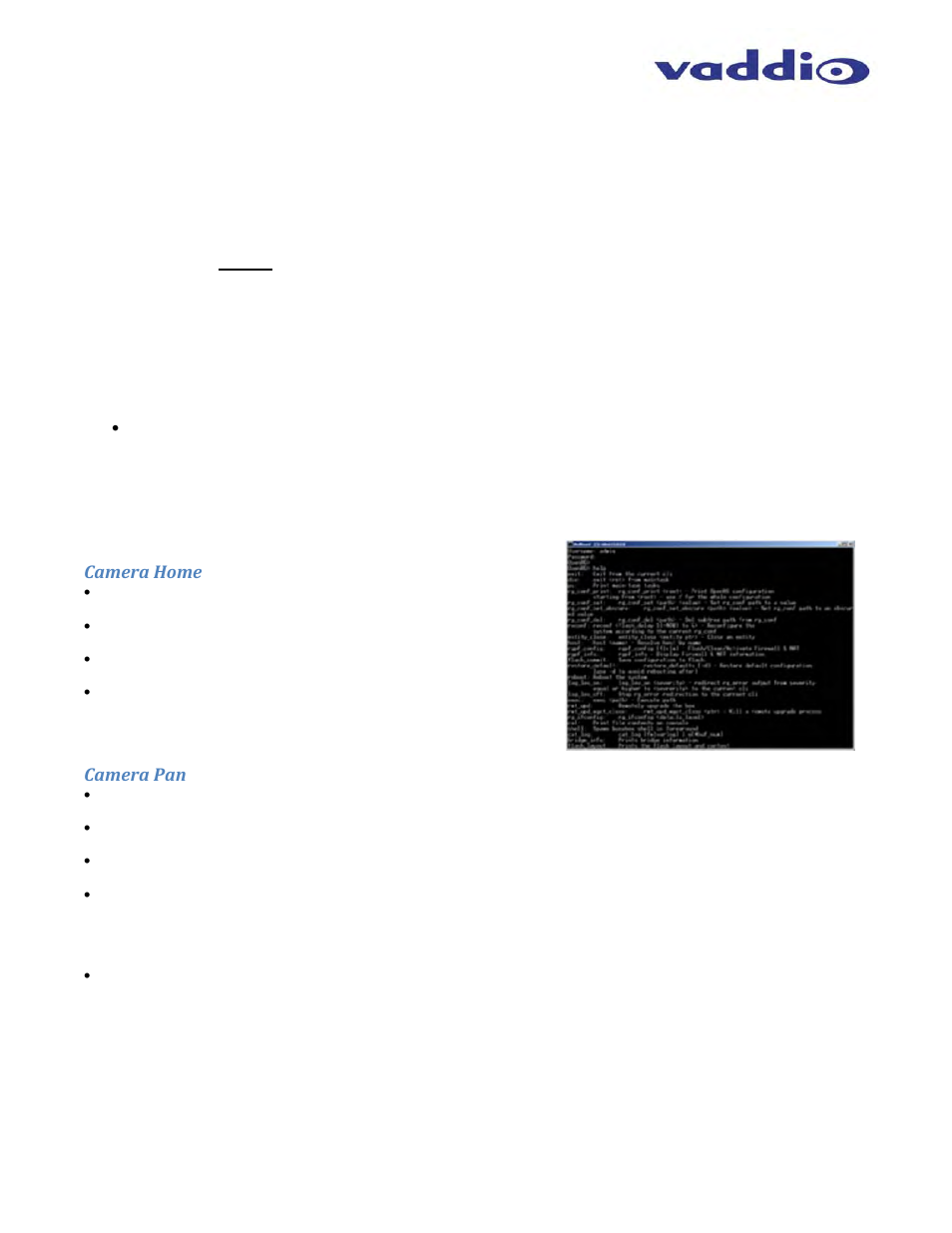 Camera home, Camera pan | Vaddio WallVIEW HD-USB SR User Manual | Page 34 / 40