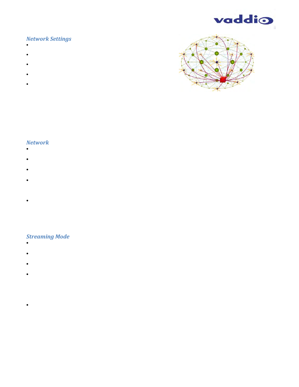 Network settings, Network, Streaming mode | Vaddio WallVIEW HD-USB SR User Manual | Page 37 / 40