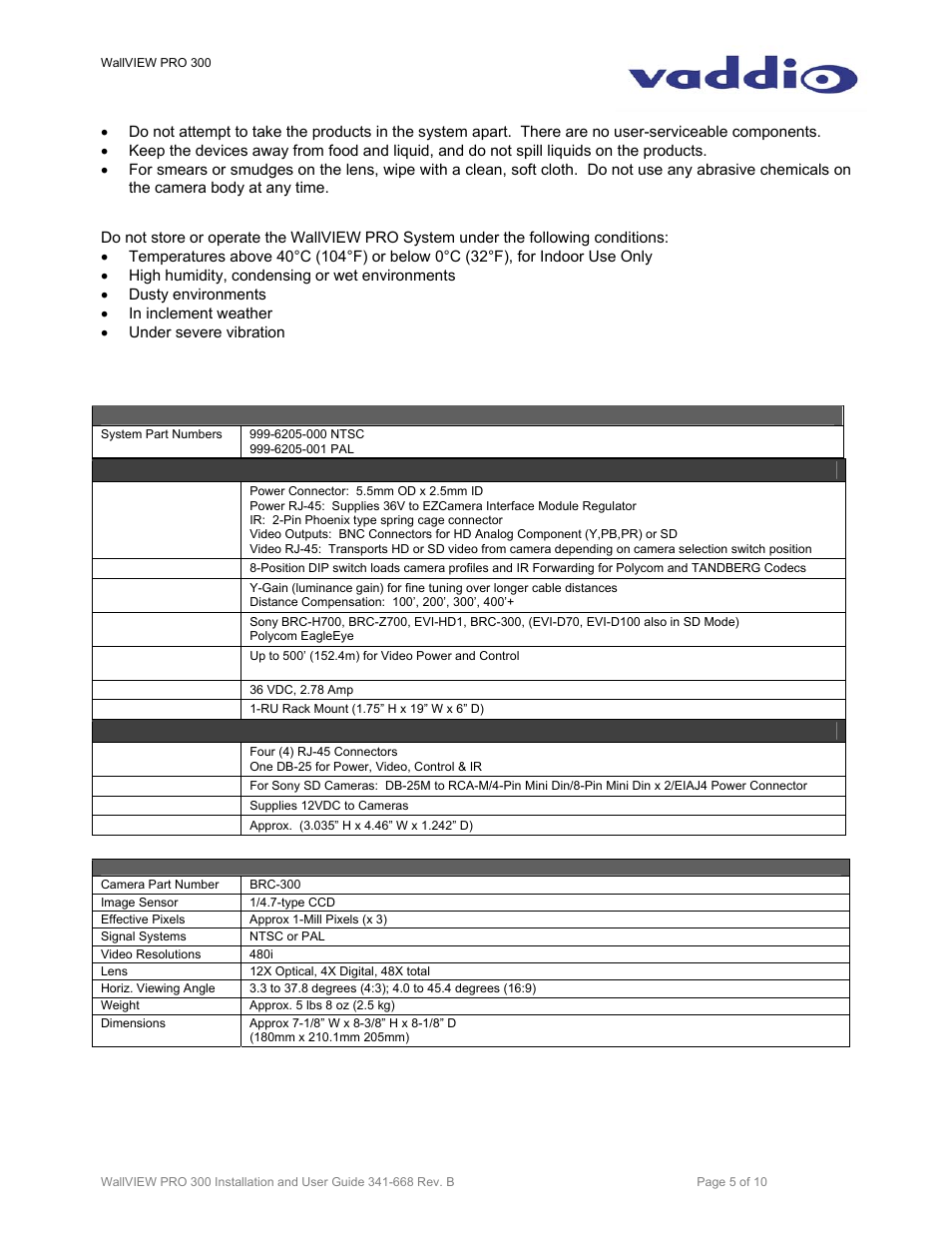 Vaddio WallVIEW PRO 300 User Manual | Page 5 / 10