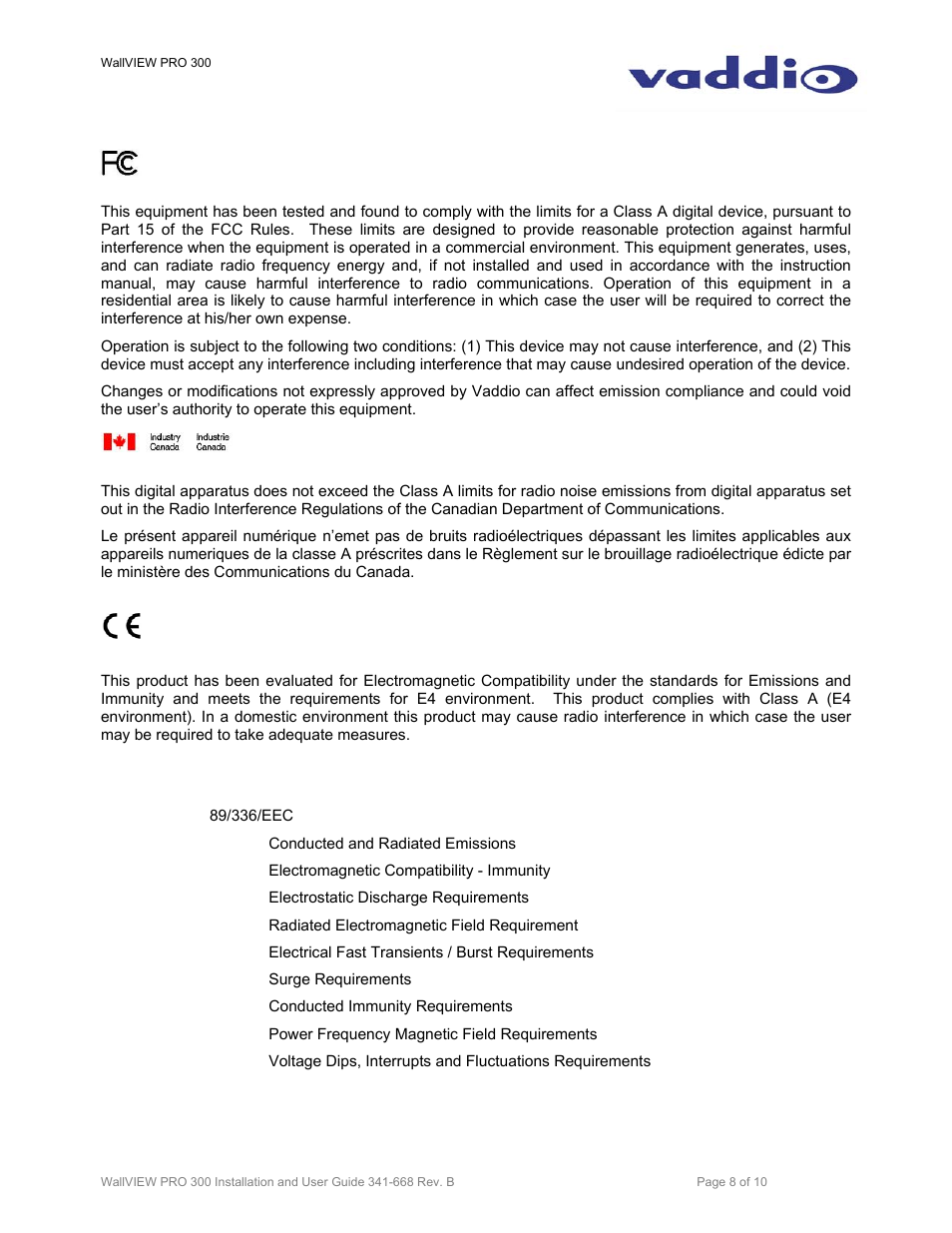 Vaddio WallVIEW PRO 300 User Manual | Page 8 / 10