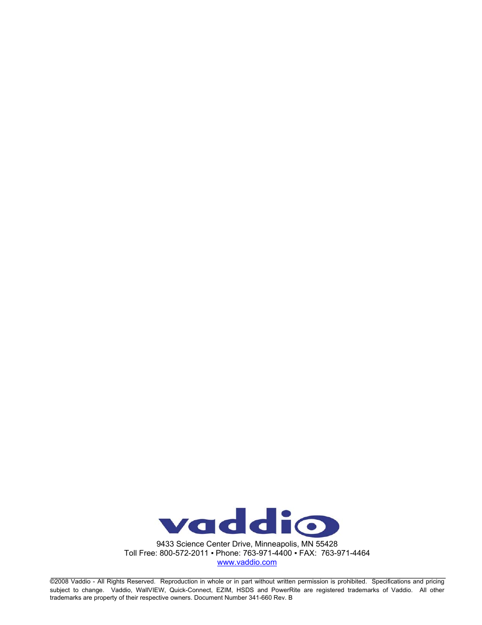 Vaddio WallVIEW Pro EagleEye User Manual | Page 12 / 12