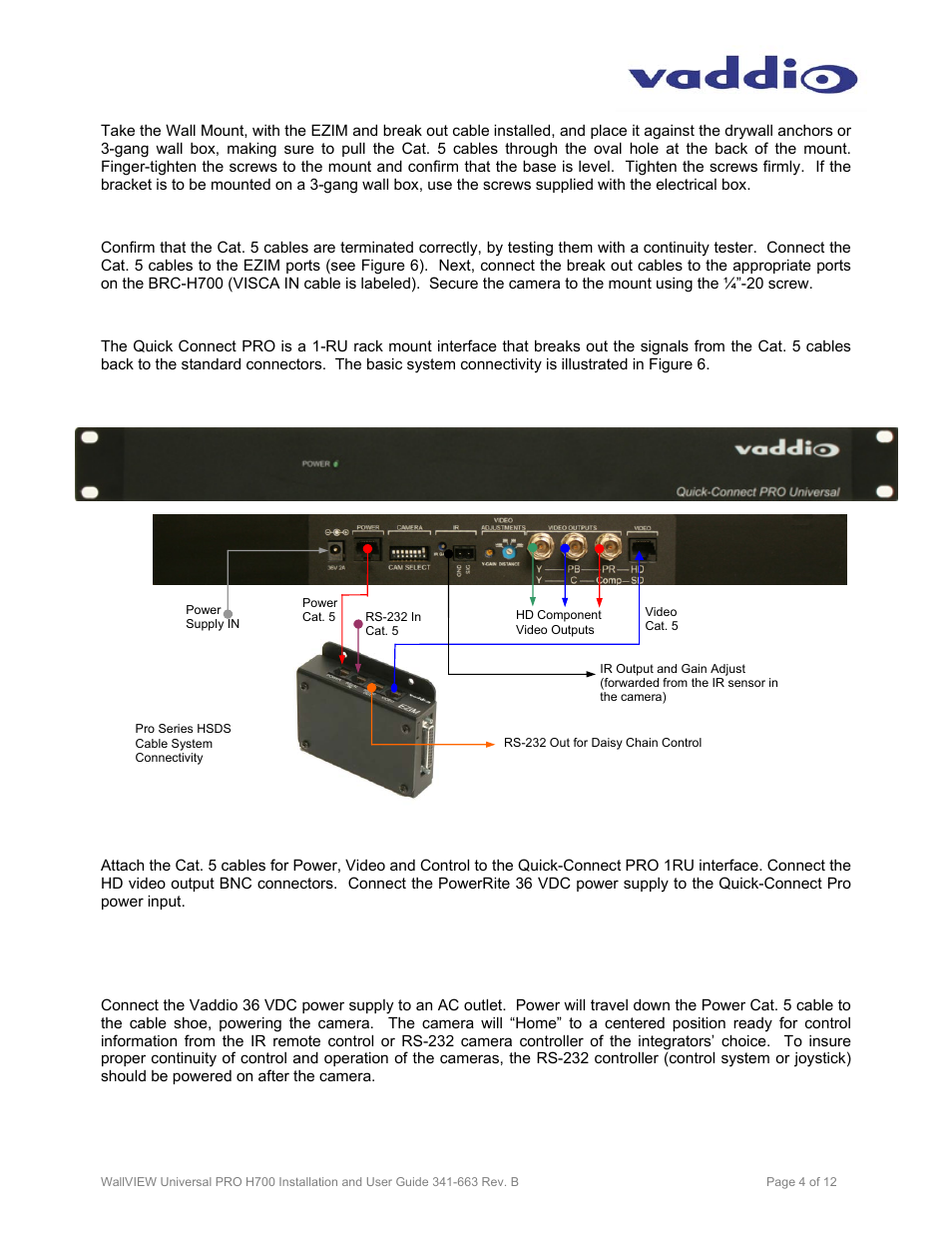Vaddio WallVIEW PRO H700 User Manual | Page 4 / 12