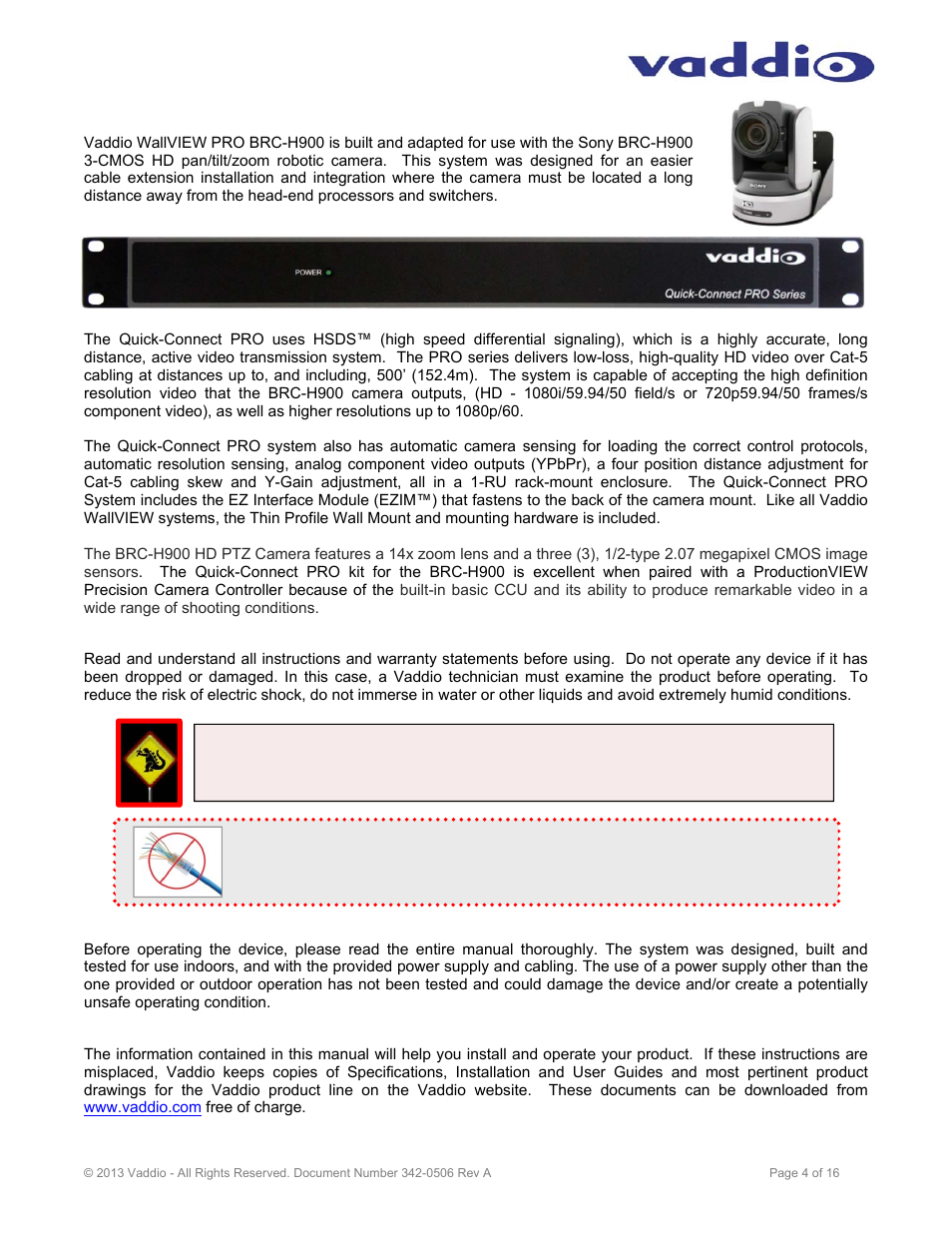Overview | Vaddio WallVIEW PRO H900 User Manual | Page 4 / 16