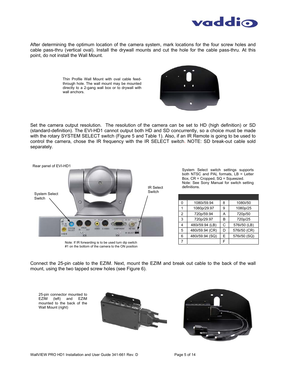 Vaddio WallVIEW PRO HD-1 User Manual | Page 5 / 14