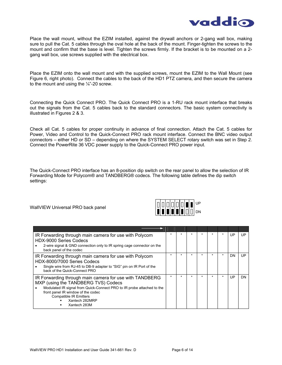 Vaddio WallVIEW PRO HD-1 User Manual | Page 6 / 14