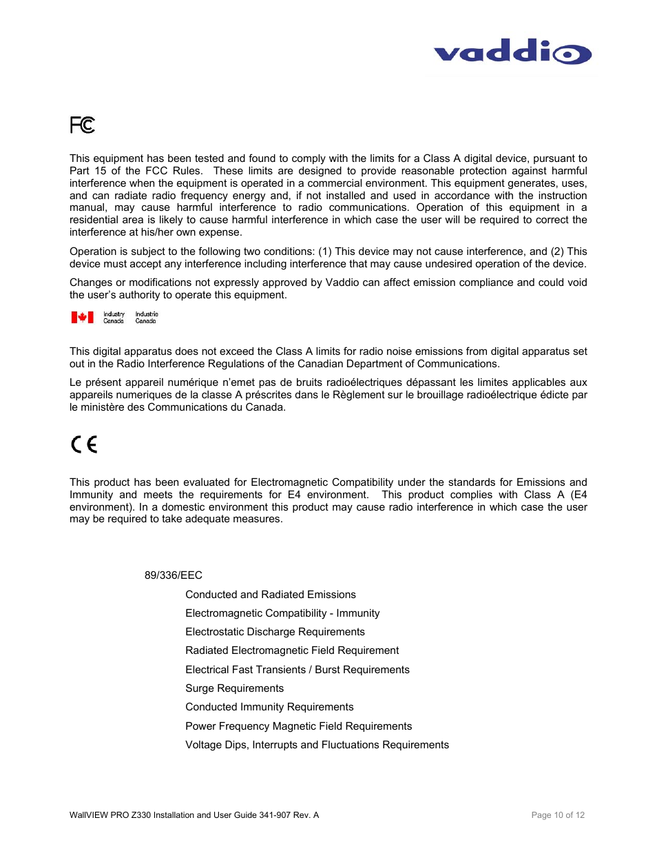 Vaddio WallVIEW PRO Z330 User Manual | Page 10 / 12
