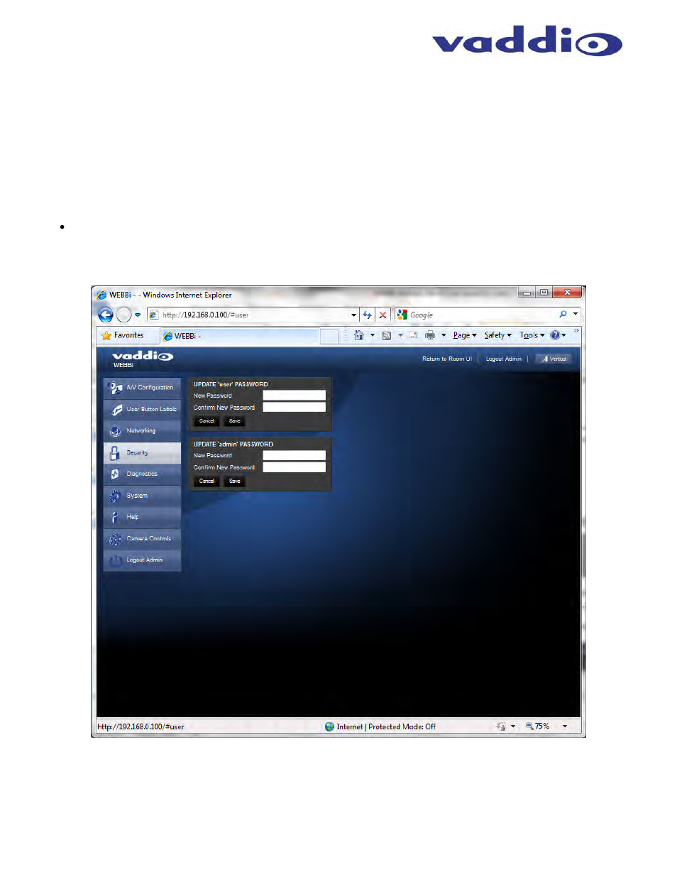 Vaddio WEBBi User Manual | Page 13 / 24