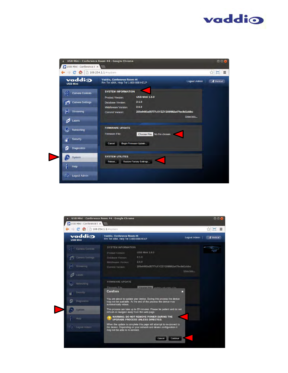 Vaddio WideSHOT WallVIEW Mini User Manual | Page 22 / 32