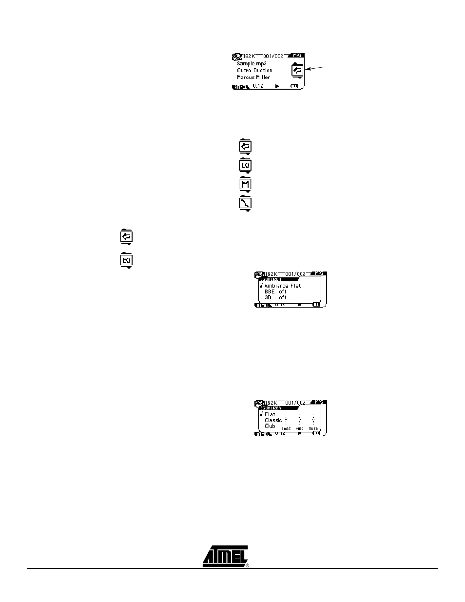 2 contextual menu, 1 main menu, 2 equalizer | Contextual menu -9 | Atmel AT85DVK-07 User Manual | Page 11 / 21