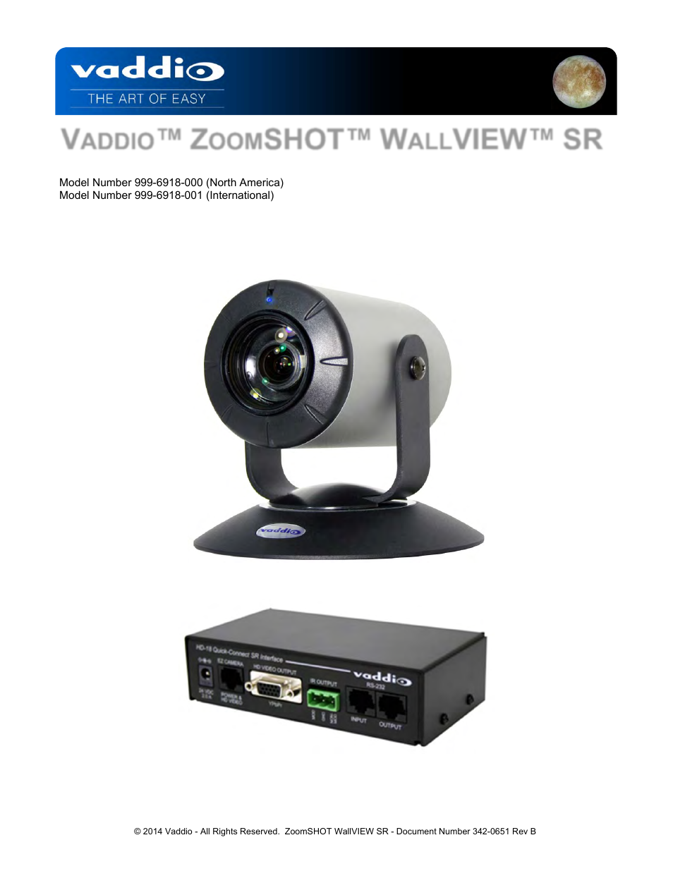 Vaddio ZoomSHOT WallVIEW SR User Manual | 16 pages