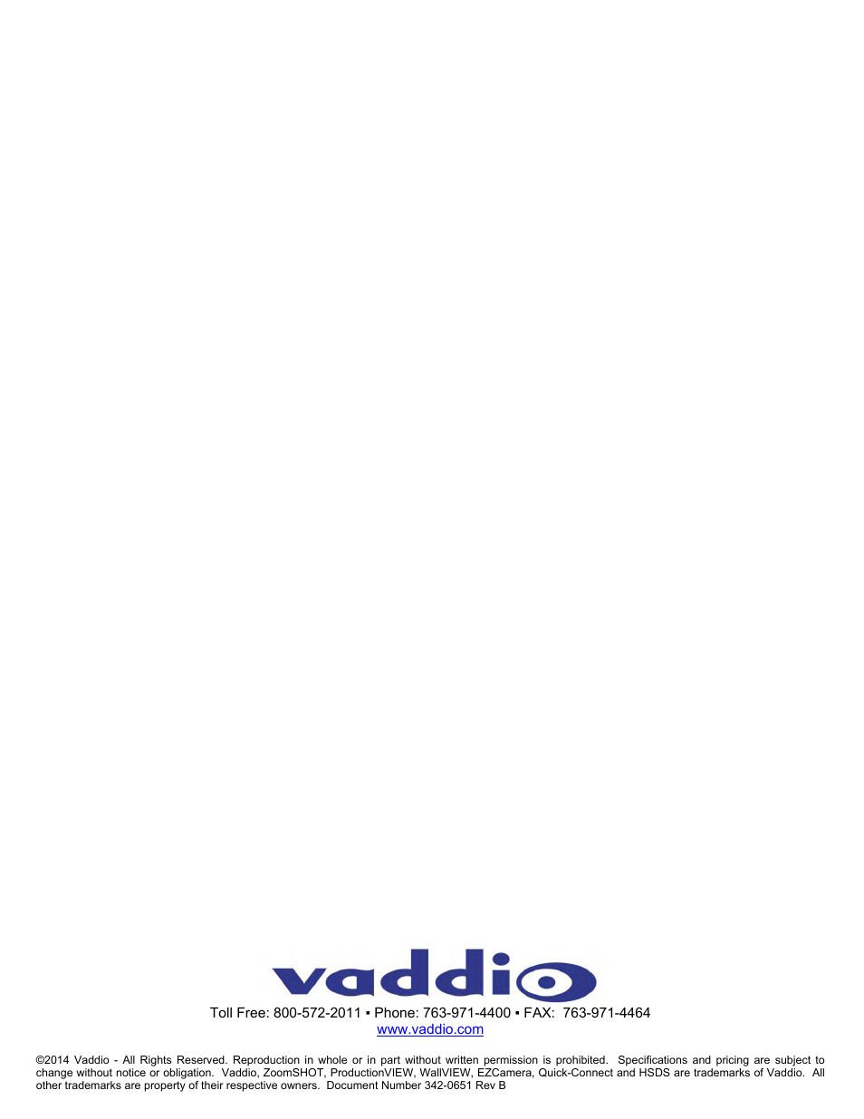 Vaddio ZoomSHOT WallVIEW SR User Manual | Page 16 / 16