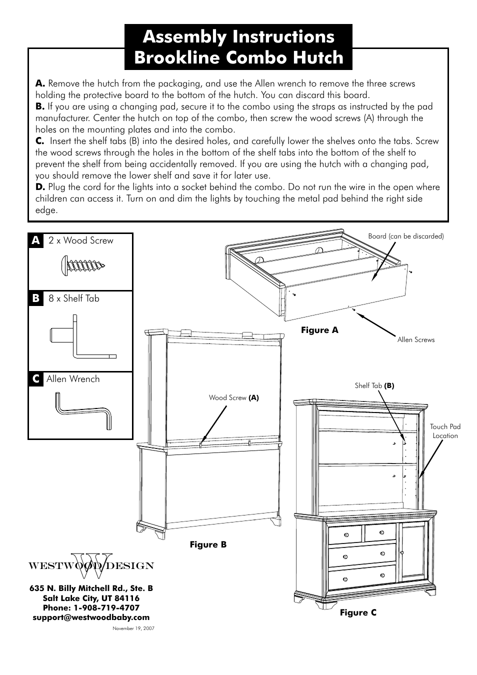 Westwood Design Brookline Combo Hutch User Manual | 1 page