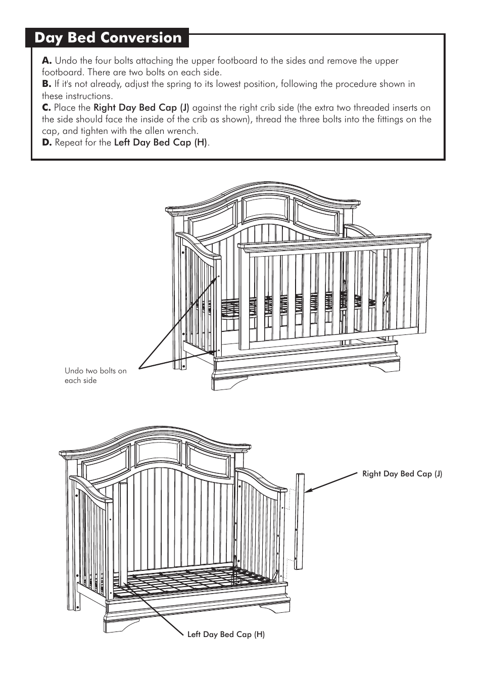 Day bed conversion | Westwood Design Donnington Convertible Crib User Manual | Page 8 / 9