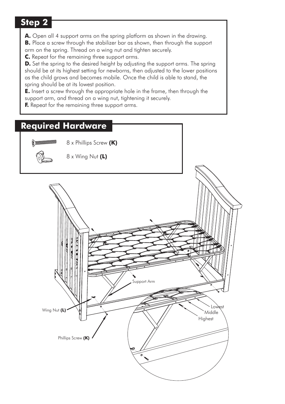 Step 2, Required hardware | Westwood Design Geneva Convertible Crib User Manual | Page 6 / 11
