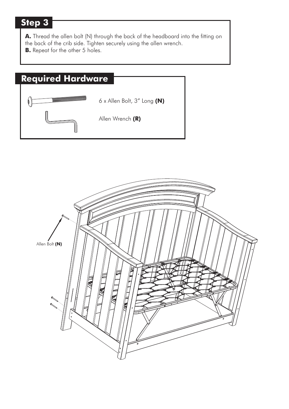 Step 3, Required hardware | Westwood Design Geneva Convertible Crib User Manual | Page 7 / 11