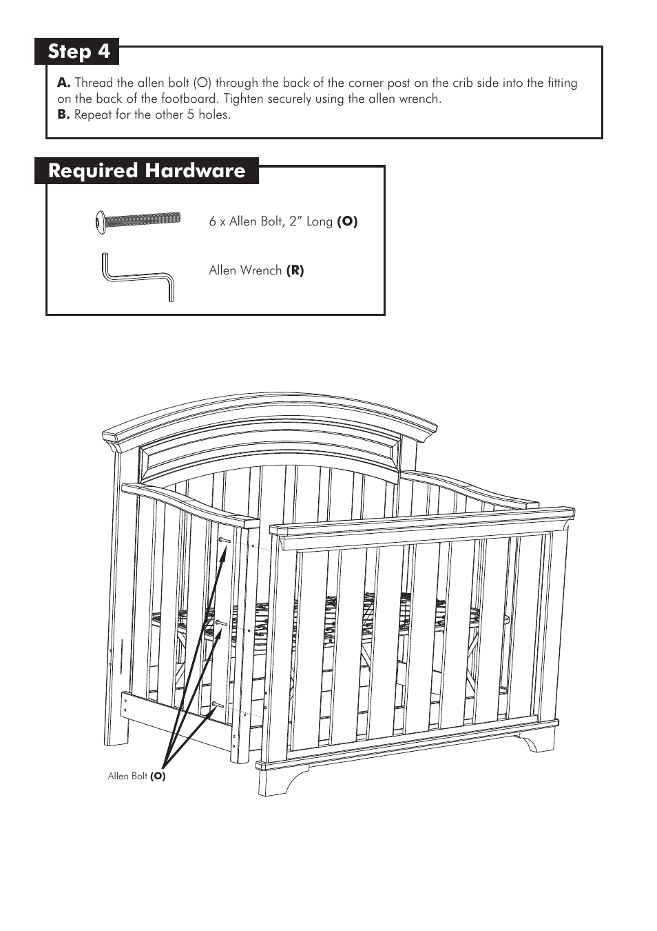 Step 4, Required hardware | Westwood Design Geneva Convertible Crib User Manual | Page 8 / 11