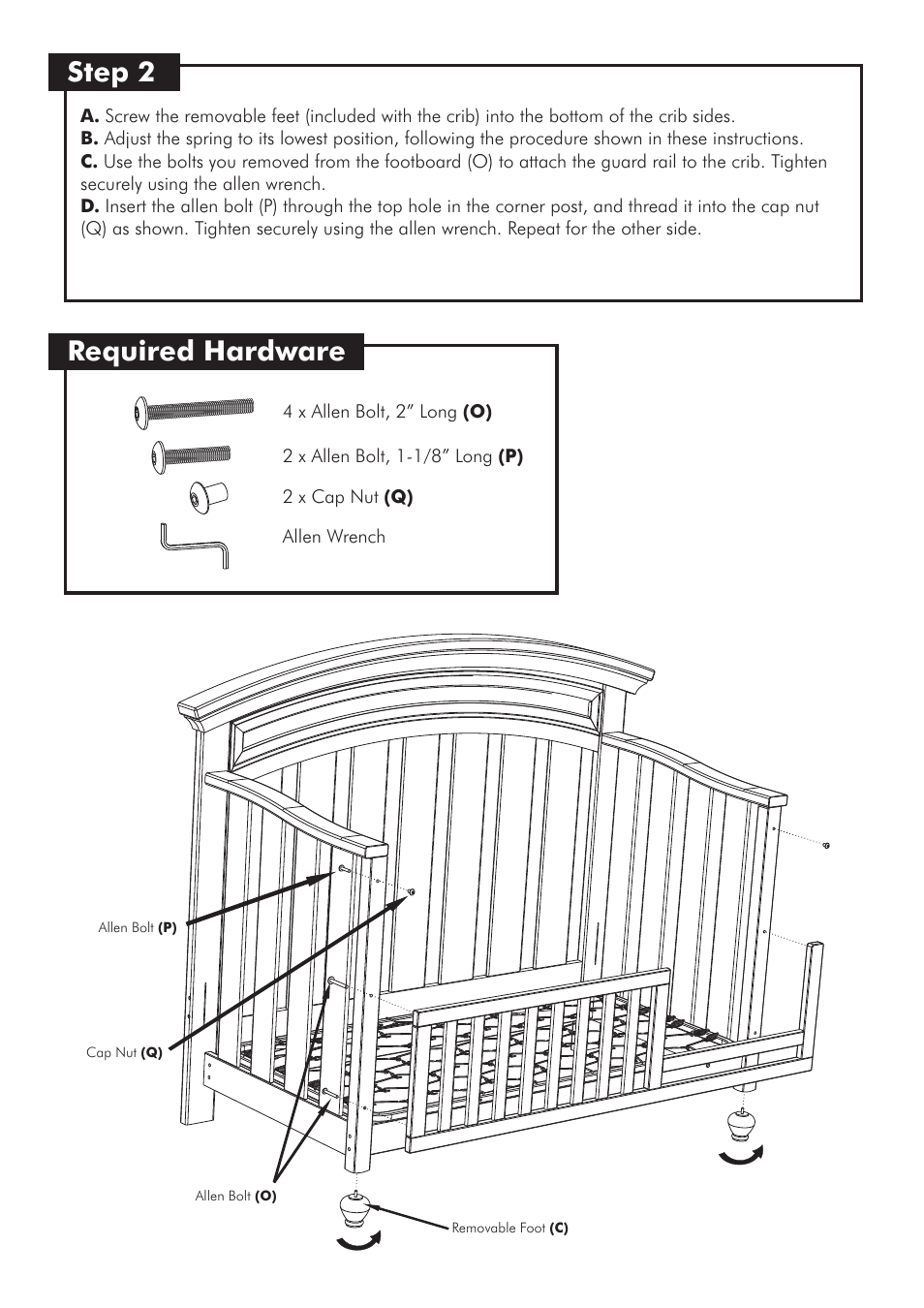 Step 2, Required hardware | Westwood Design Geneva Toddler Guard Rail Kit User Manual | Page 4 / 5