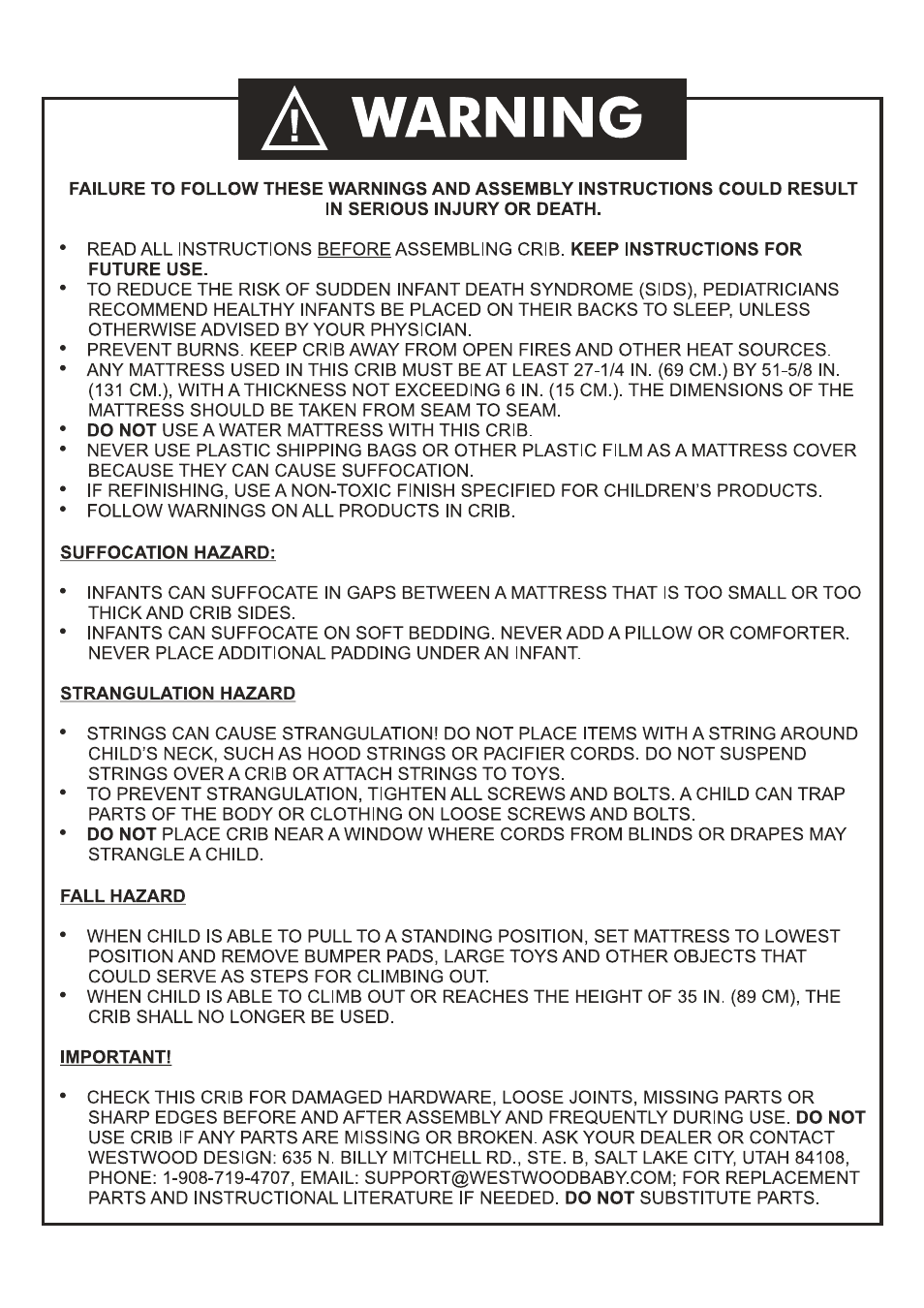 Westwood Design Kingston Convertible Crib User Manual | Page 2 / 9