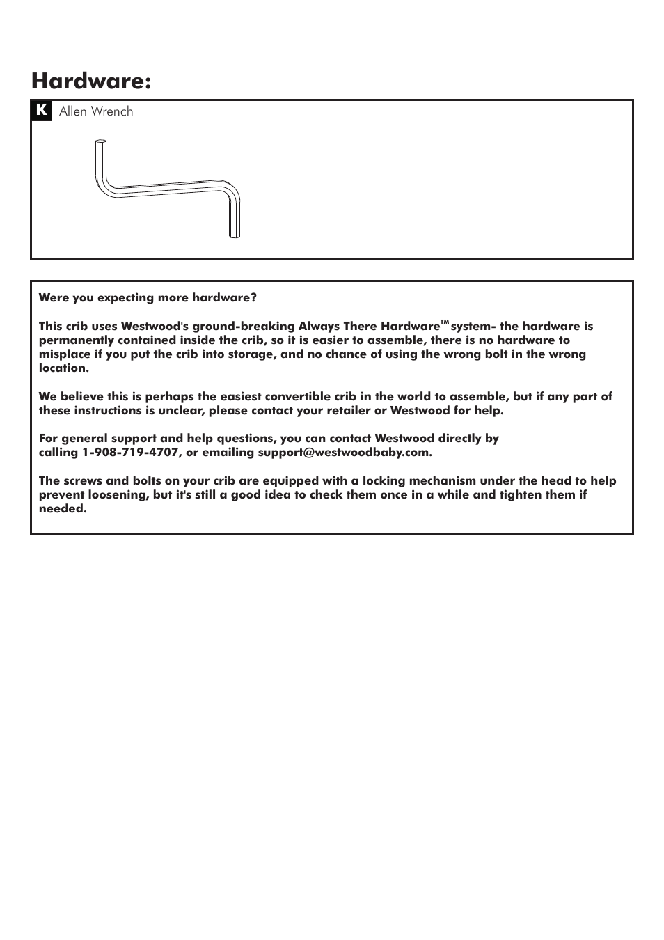 Hardware | Westwood Design Kingston Convertible Crib User Manual | Page 4 / 9