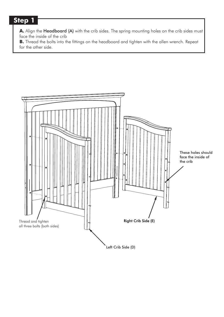 Step 1 | Westwood Design Kingston Convertible Crib User Manual | Page 5 / 9